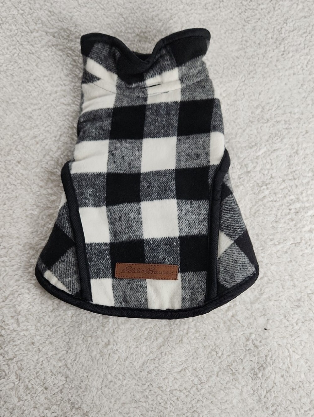Eddie Bauer Black Pet Fleece Buffalo Plaid Jacket White Black Small
